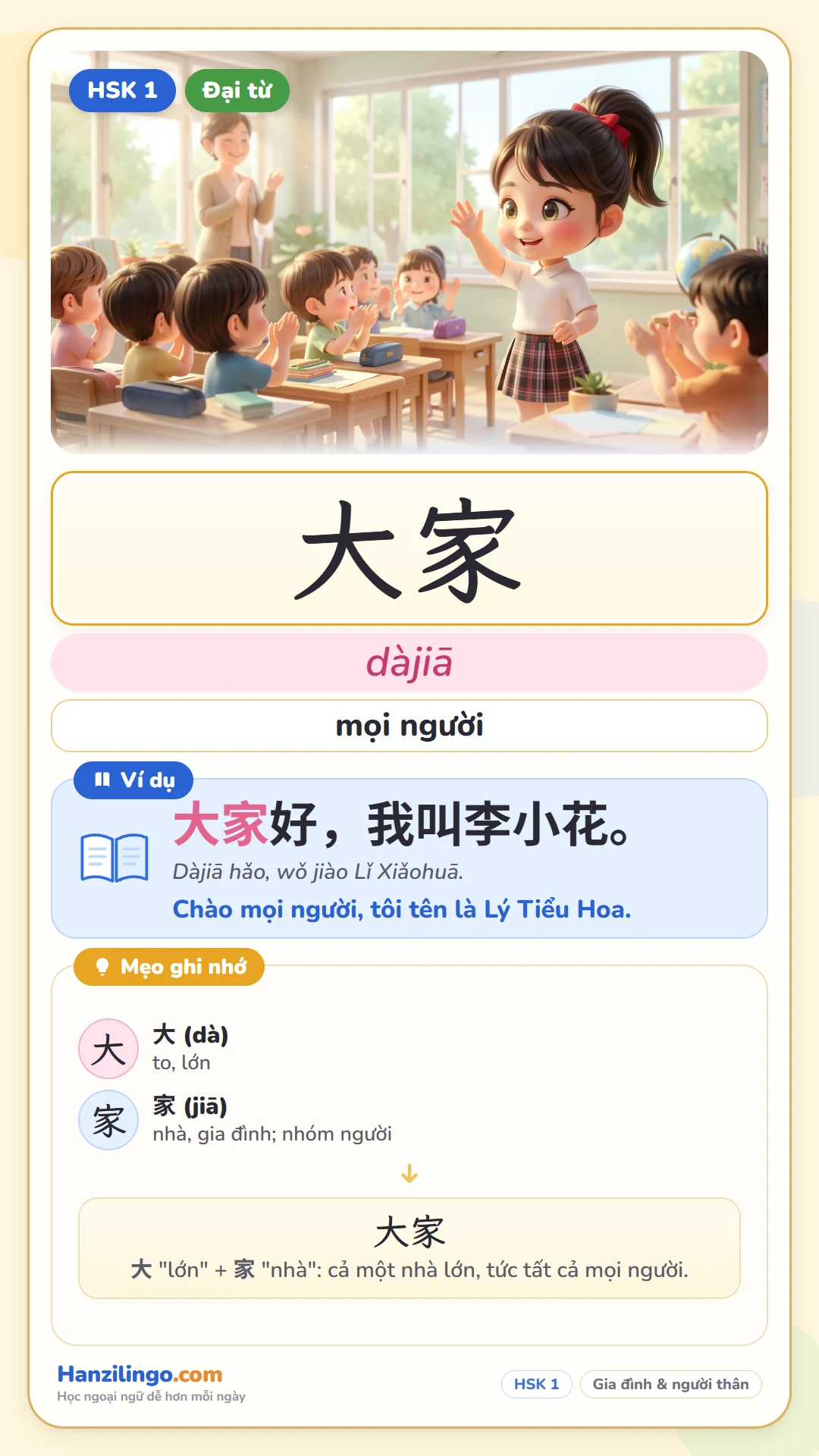 大家 dàjiā — mọi người