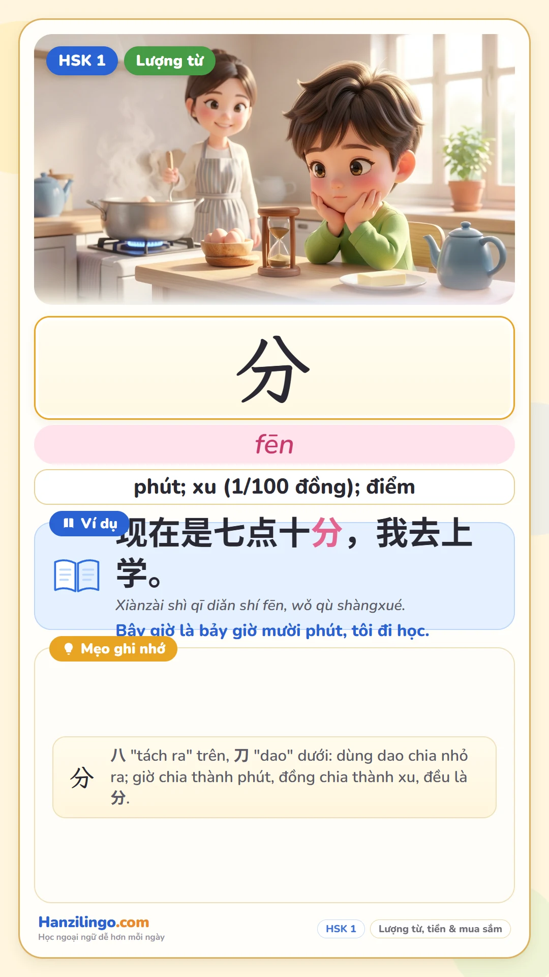 分 fēn — phút, phân