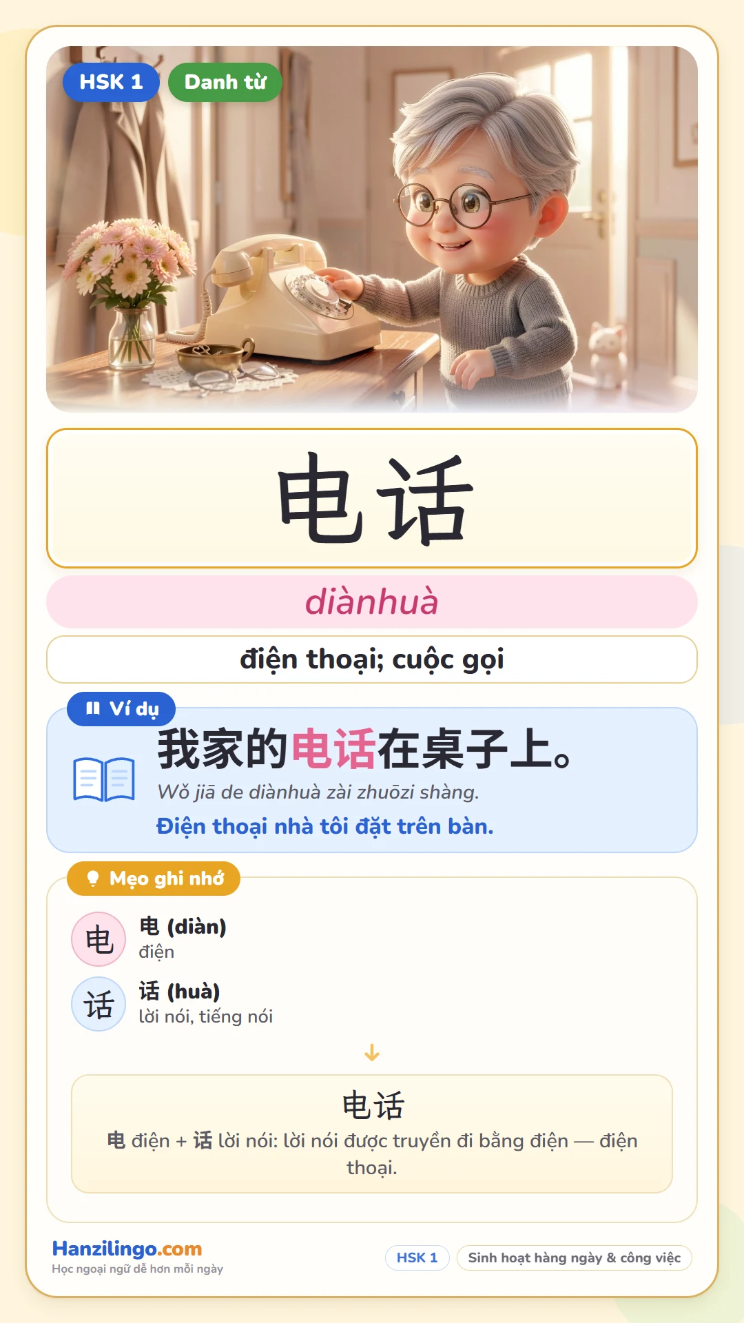 电话 diànhuà — telephone, phone call