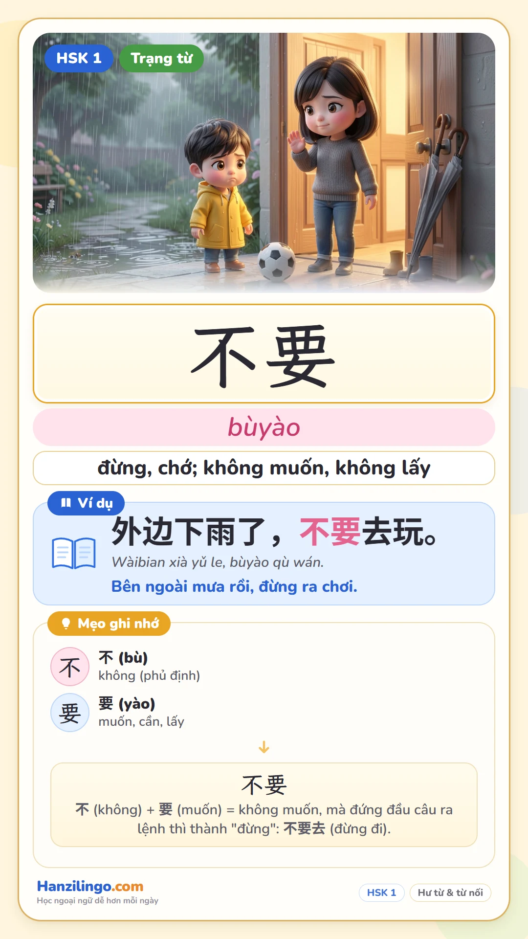 不要 búyào — đừng; không muốn